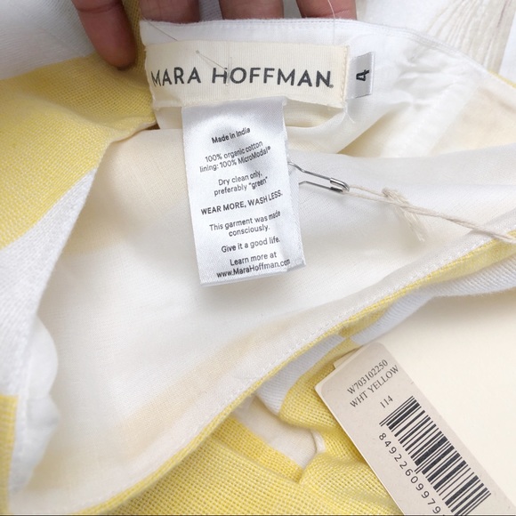 Mara Hoffman Cutout Striped Midi Dress Yellow Sz 4 - Picture 5 of 6